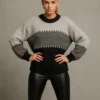 Πουλόβερ τρίχρωμο γκρι oversized
