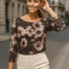Μπλούζα Floral χαμόγελο καφέ
