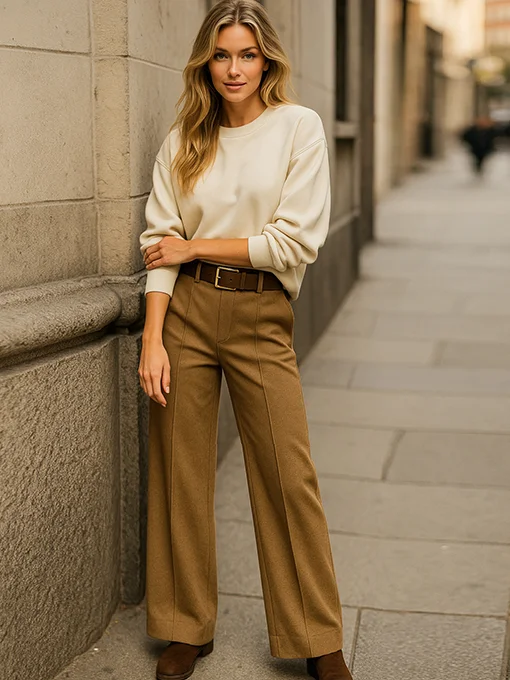 Παντελόνα τσόχα κάμελ με ζώνη