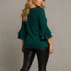 Μπλούζα λουρέξ πράσινη βολάν στα μανίκια