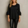 Μπλούζα λουρέξ μαύρη βολάν στα μανίκια