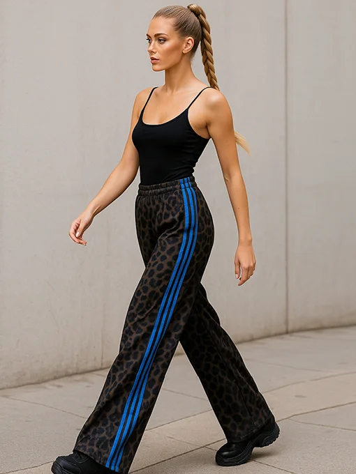 Παντελόνα φόρμα leopar με μπλε ρίγες