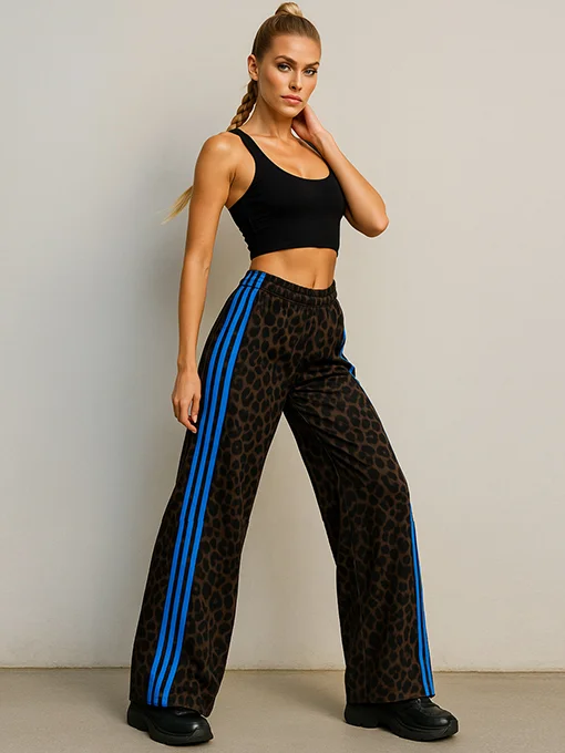 Παντελόνα φόρμα leopar με μπλε ρίγες
