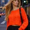 Πουλοβεράκι cropped πορτοκαλί με χαμόγελο