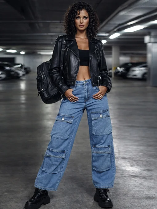 Παντελόνι cargo τζιν σταθερό φαρδύ