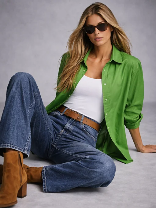 Πουκάμισο μονόχρωμο λαχανί μακρυμάνικο