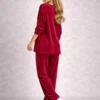 Βελούδινο σετ κόκκινο μπλούζα φαρδιά με παντελόνα