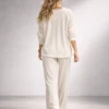 Βελούδινο σετ λευκό μπλούζα φαρδιά με παντελόνα
