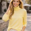 Πλεκτή ζιβάγκο μπλούζα κίτρινη μακρυμάνικη