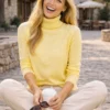 Πλεκτή ζιβάγκο μπλούζα κίτρινη μακρυμάνικη