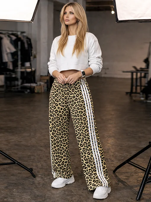 Παντελόνα φόρμα κίτρινη leopar με ρίγες