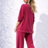Σετ βελούδο φούξια μπλούζα μακριά και παντελόνα