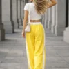 Παντελόνι φόρμα κίτρινο με ρίγα στο πλάι 