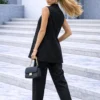 Σετ αμάνικο γιλέκο μαύρο με βάτες και παντελόνι κοντό