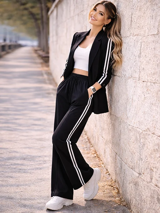 Σετ κοστούμι φούτερ μαύρο oversized