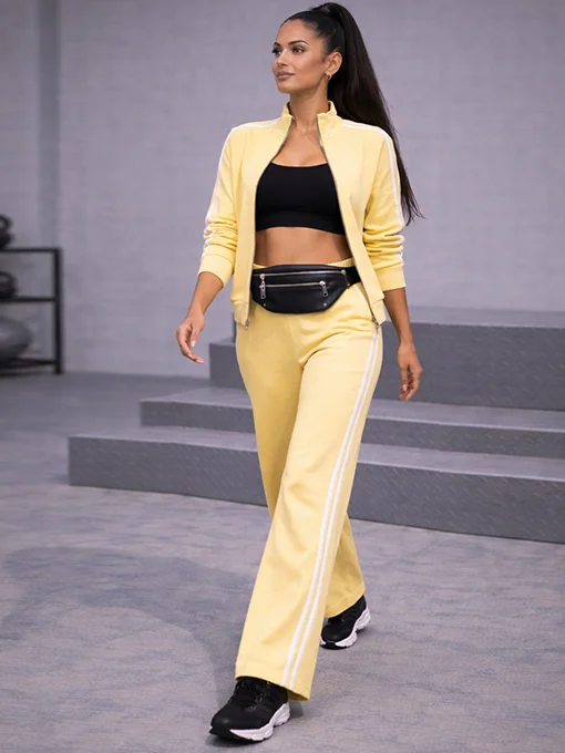 Αθλητικό σετ κίτρινο με διπλές ρίγες στο πλάι