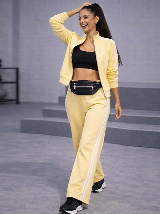 Αθλητικό σετ κίτρινο με διπλές ρίγες στο πλάι