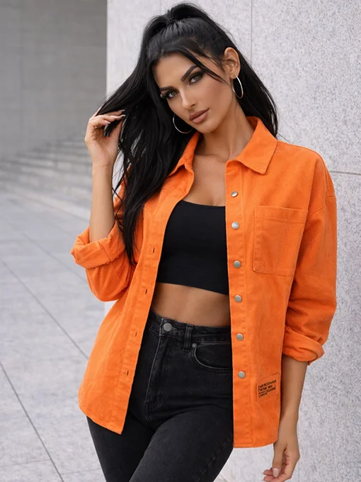 Τζιν πουκάμισο - πανωφόρι πορτοκαλί οversize