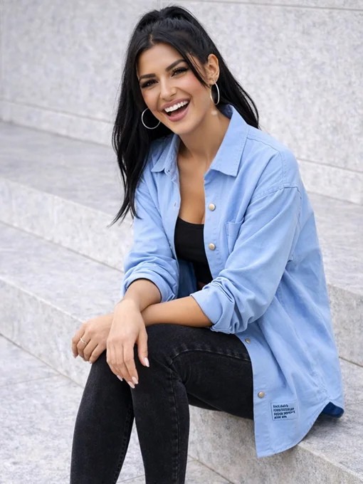 Τζιν πουκάμισο - πανωφόρι γαλάζιο οversize