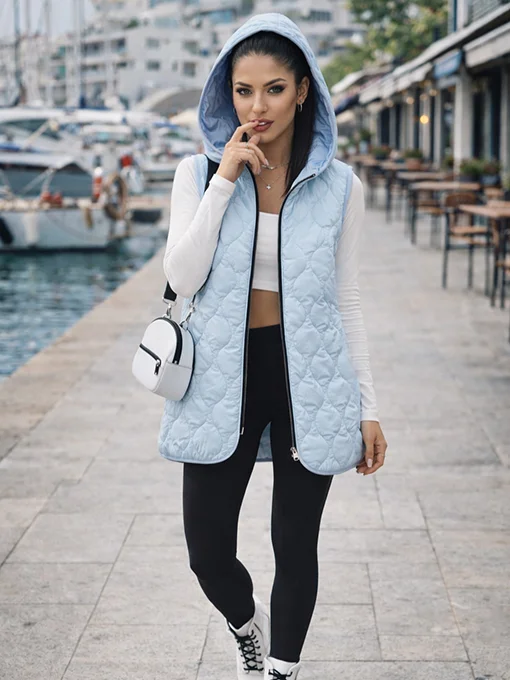 Αμάνικο καπιτονέ γαλάζιο μπουφάν oversize