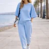 Σετ μπλούζα γαλάζια νυχτερίδα παντελόνι baggy