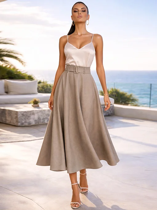 Φούστα μίντι closs πούρο με ζώνη