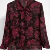 C-through πουκάμισο μπορντό floral με φιόγκο