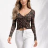 CROP TOP FLORAL ΧΑΚΙ