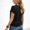 T-shirt μονόχρωμο μαύρο