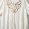 Μπλούζα boho λευκή κεντητή με κορδόνια
