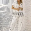 Σετ λευκό πουκάμισο & παντελόνα με ethnic print