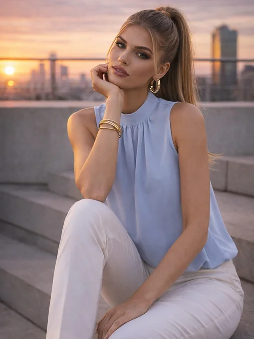 Μπλούζα σιφόν γαλάζια balloo