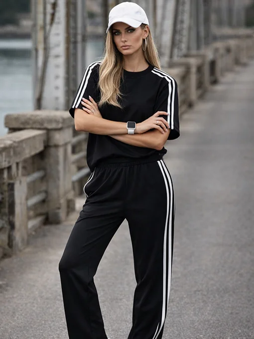 Σετ φόρμας μαύρη με ρίγες στα πλαινά