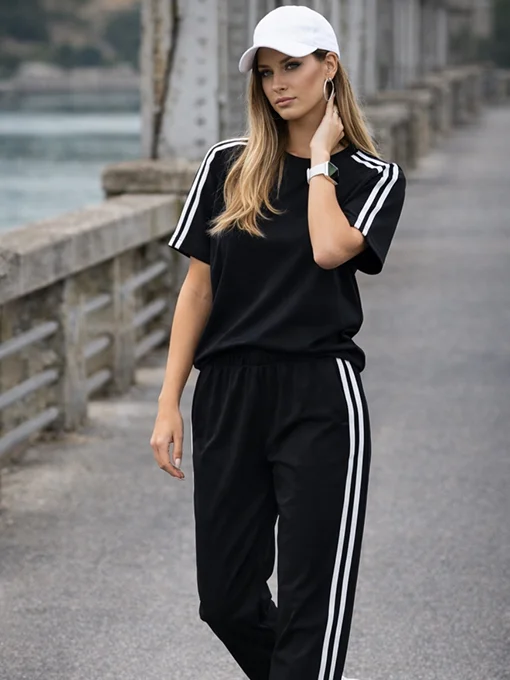 Σετ φόρμας μαύρη με ρίγες στα πλαινά