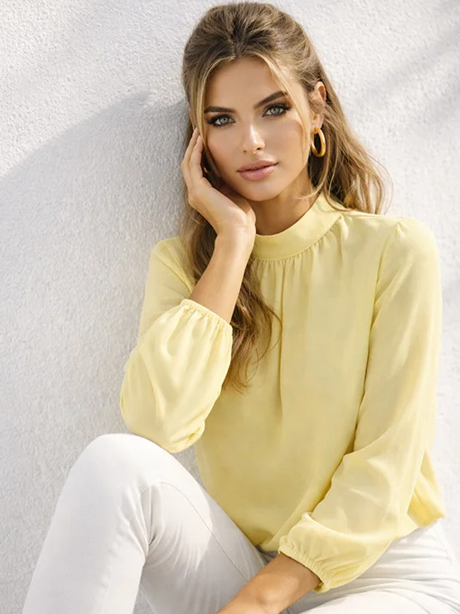 Balloon μπλούζα κίτρινη με ψηλό λαιμό