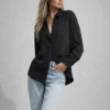 Oversize ημιδιάφανο μαύρο πουκάμισο με πατιλέτα