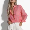 Πουκάμισο c-throu ροζ με floral print