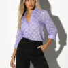 Πουκάμισο c-throu λιλά με floral print