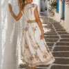 Boho midi φόρεμα μπεζ με κέντημα και ζώνη