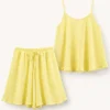Σετ κίτρινο τοπ με τιράντες και σορτς