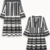 Boho μίνι φόρεμα ασπρόμαυρο με γεωμετρικό μοτίβο