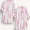 Boho μακριά πουκαμίσα ροζ με μοτίβο
