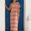 Φόρεμα boho μάξι πορτοκαλί πολύ φαρδύ και ελαστικό