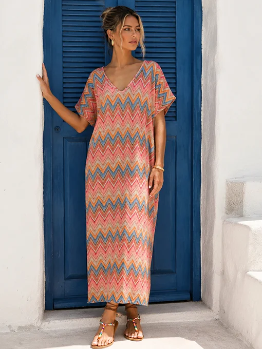 Φόρεμα boho μάξι πορτοκαλί πολύ φαρδύ και ελαστικό