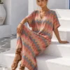 Φόρεμα boho μάξι πορτοκαλί πολύ φαρδύ και ελαστικό