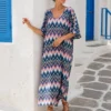 Φόρεμα boho μάξι μπλε πολύ φαρδύ και ελαστικό