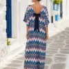 Φόρεμα boho μάξι μπλε πολύ φαρδύ και ελαστικό