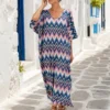 Φόρεμα boho μάξι μπλε πολύ φαρδύ και ελαστικό