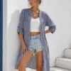 Boho μακριά πουκαμίσα μπλε με μοτίβο
