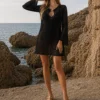 Φόρεμα lurex πλεκτό μαύρο παραλίας εξώπλατο
